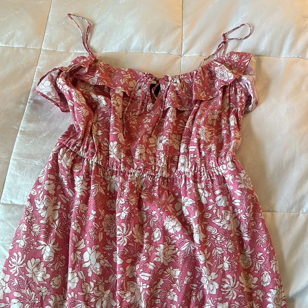 J Crew Tiered Maxi Dress in Pink Tossed Floral Size Medium - Picture 7 of 9